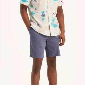 💙NEW!!💙 Nautica Cream and Blue Casual Button Down Shirt🩵🩵XXL🩵